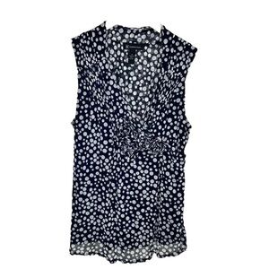 INC Size XL Polka Dot Rosette Flirty Ruffle Tank Top Office Retro Cosplay
